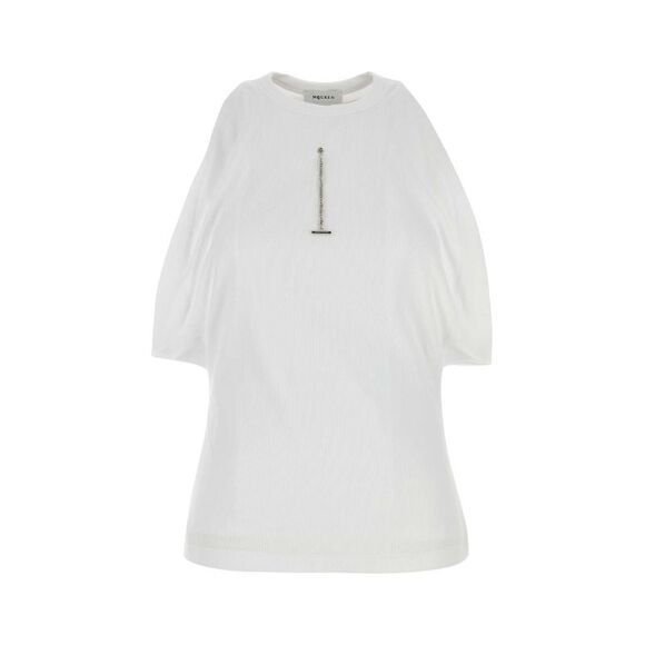 Alexander Mcqueen Women White Stretch Cotton Top
